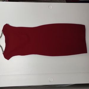 Ruby Red Fitted Midi Dress